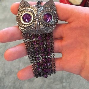 Purple owl necklace