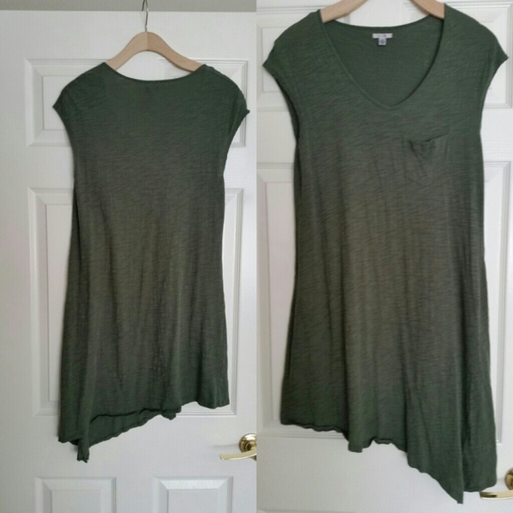 Army green asymmetrical hemline tshirt dress