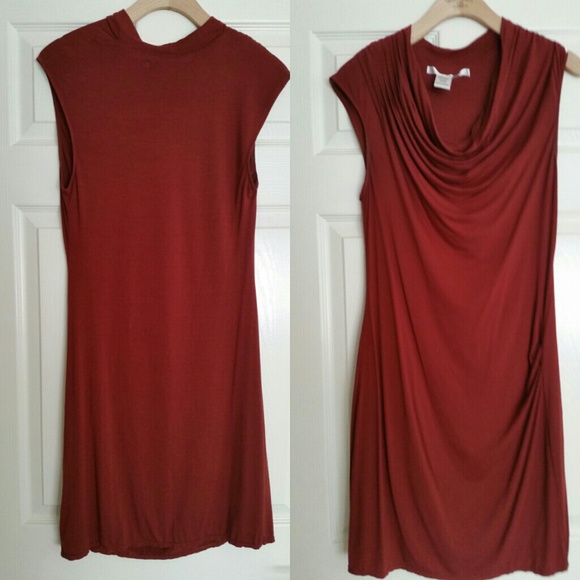 Rust color fitted knit dress