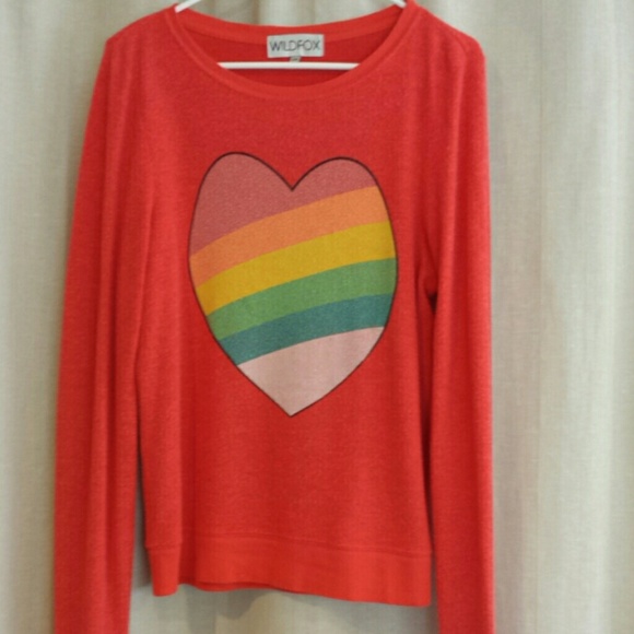 Wildfox 🌈❤ Rainbow Heart Baggy Beach Jumper BBJ
