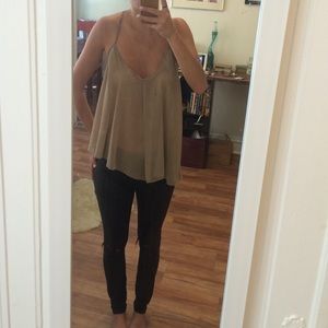 Chiffon beige and black tank top!
