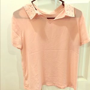 Studied collar pink shirt