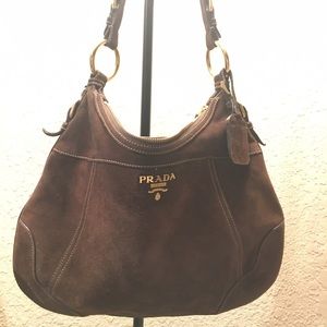 Brown Suede Prada Handbag