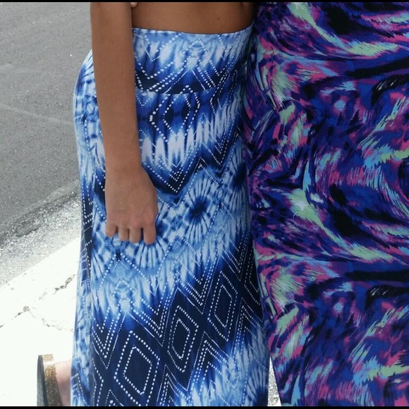 Tie dye blue maxi skirt