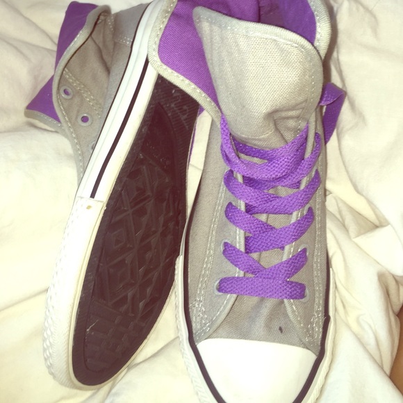 Grey&Purple Converse High Tops