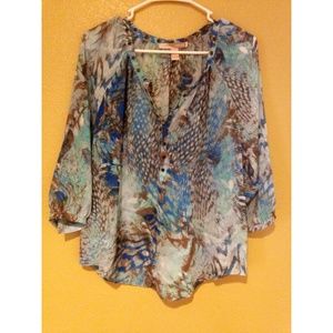 Baby blue printed 3/4 sleeve top
