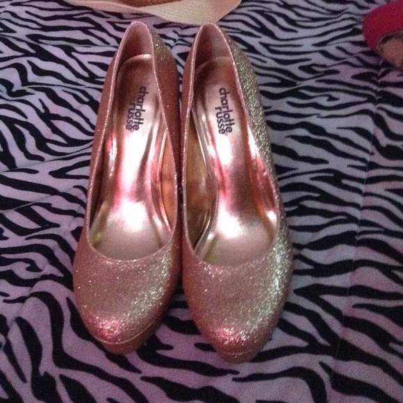 Gold sparkly heels