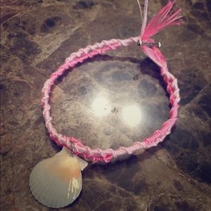 Beautiful Pink Braided Seashell Bracelet