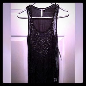 Sleeveless rhinestone embellished top