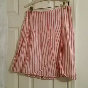 Old Navy Pink & Silver Striped Pleated Skirt