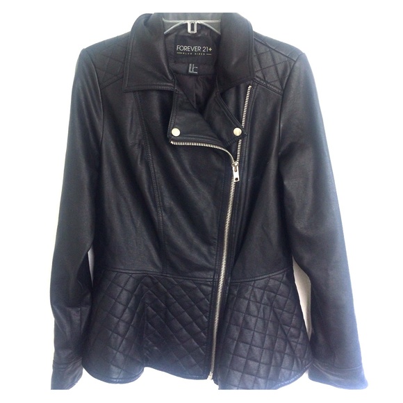 Plus Size Faux Leather Jacket