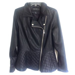 Plus Size Faux Leather Jacket