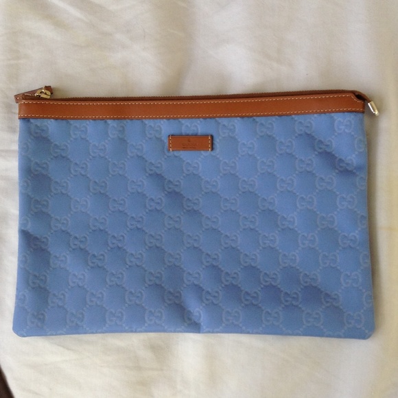 GUCCI GG Travel Pouch Cosmetic Bag Blue - Picture 2 of 4