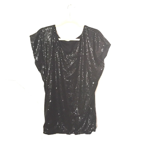 Sequined black shirt dress or long shirt
