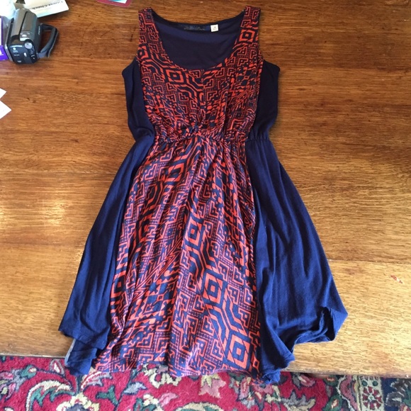 Navy and orange dress