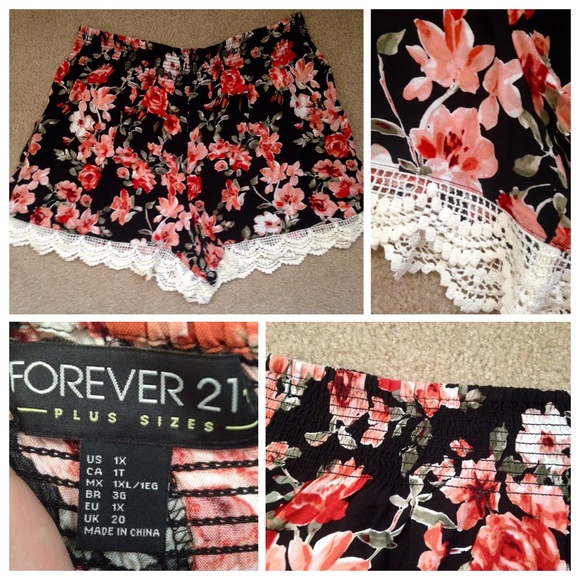 *PLUS SIZE*Floral linen shorts