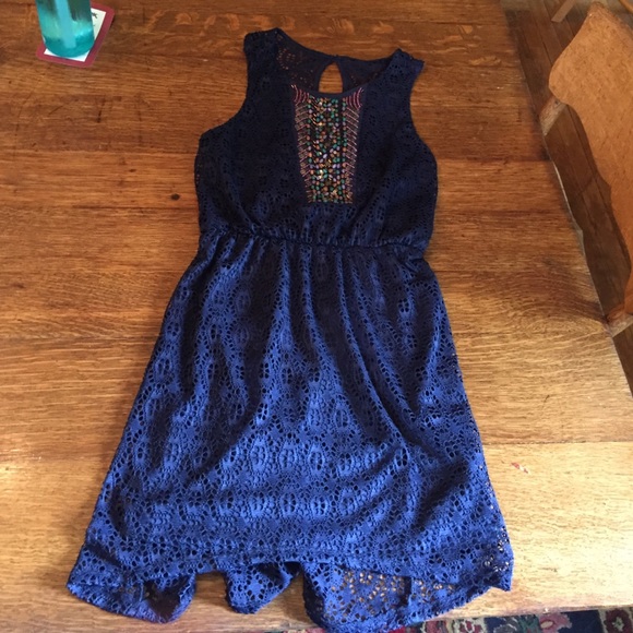 Navy blue dress with beaded front
