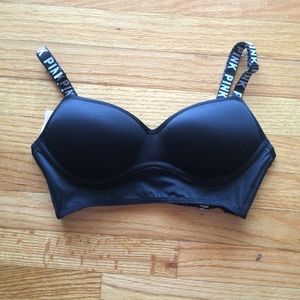 VS Pink Black Caged Back Push-up Bra