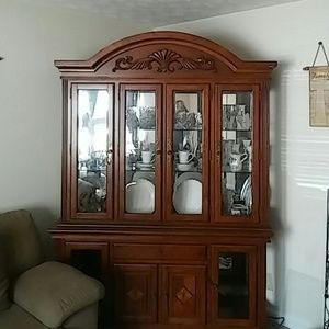 Antique wood hutch/china