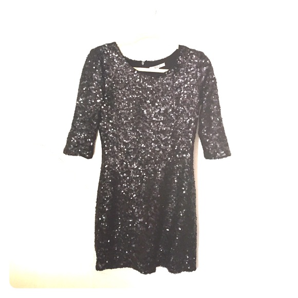 Fitted black sequin dress