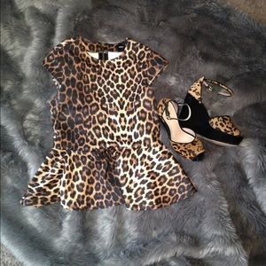 ASOS leopard peplum top