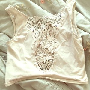 TOPSHOP tank lace detail crop top