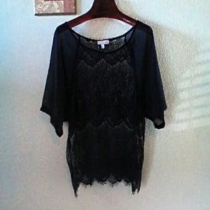 Black Sheer & Lace see through top