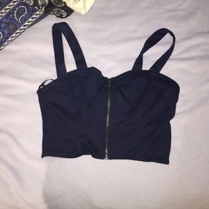 Dark navy blue zip crop top size medium