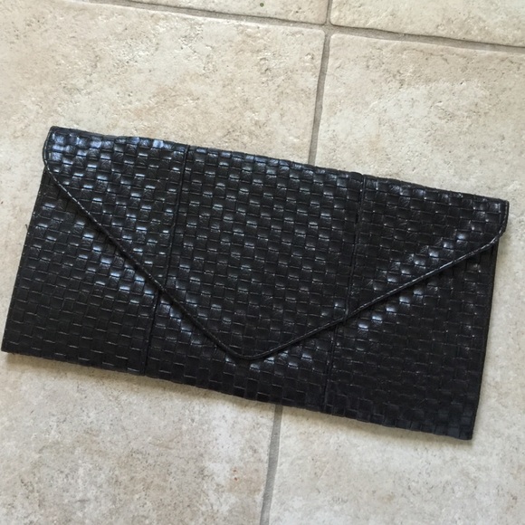 Black woven / weaved clutch