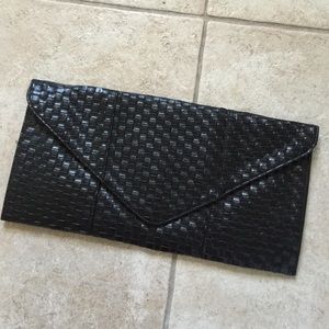 Black woven / weaved clutch