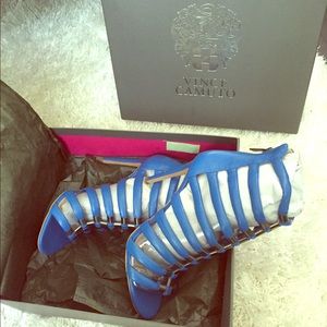Vince Camuto Troy Caged Sandals 7.5 cobalt Blue.