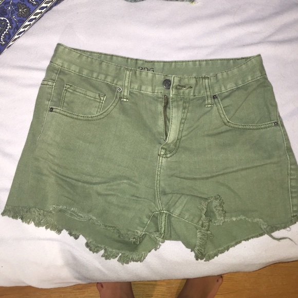 Green mid rise denim shorts urban outfitters