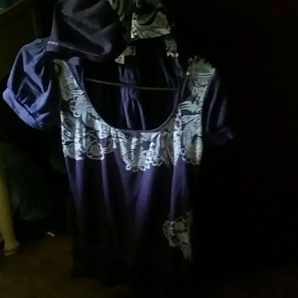 Purple and white hooded shirt
