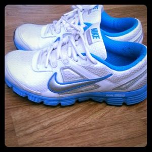 Nike running shoes blue and white