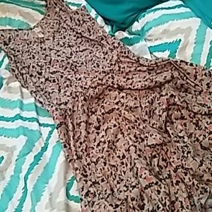 Tan floral print short dress