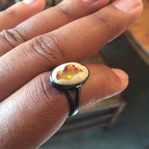 Silver Fire Opal Ring