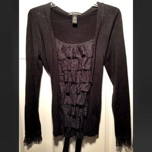 Black w/ruffle detail INC sweater
