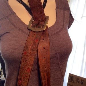 Distressed painted leather belt