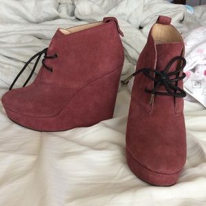 Koolaburra maroon suede wedges