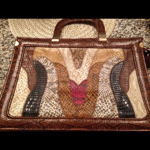 Vintage snake print clutch