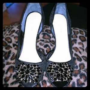 Black & Gold Lace Pumps