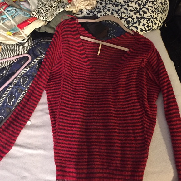 Black and red striped free people sweater small