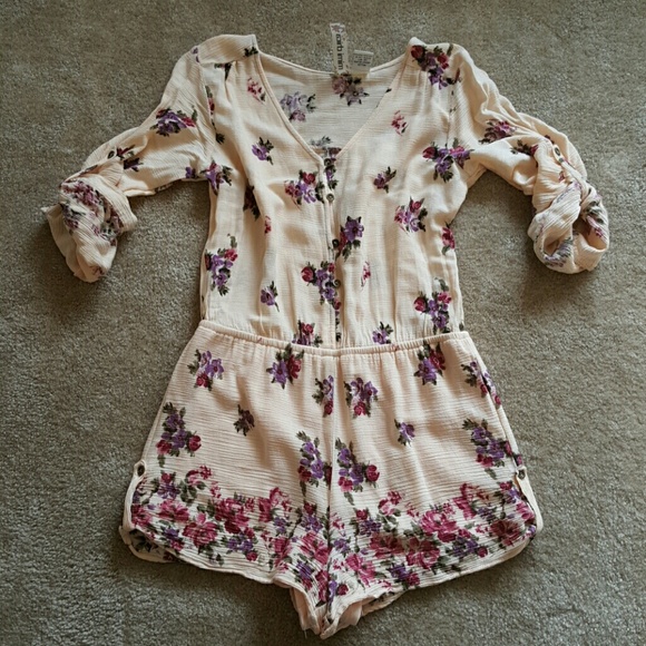 Peach Floral Romper