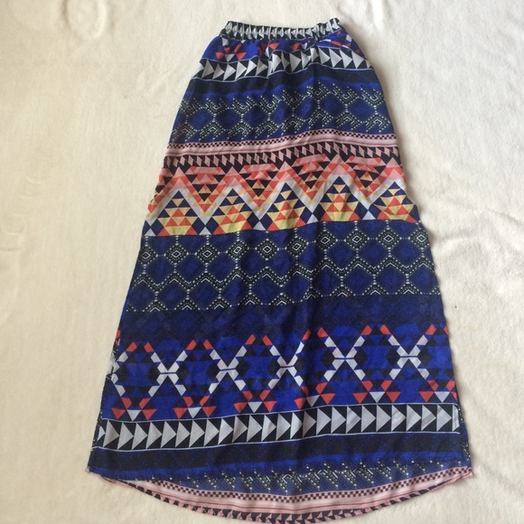 Tribal Print Maxi Skirt