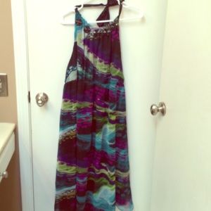 Colorful halter dress! Very flowy!