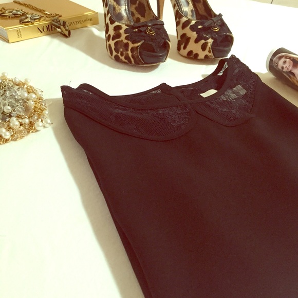 Loft black blouse with lace detail Sz small
