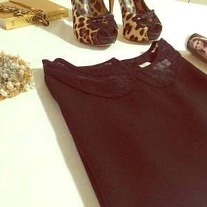 Loft black blouse with lace detail Sz small
