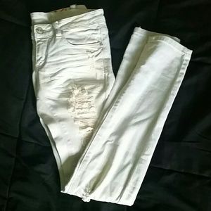 distressed light wash jeans