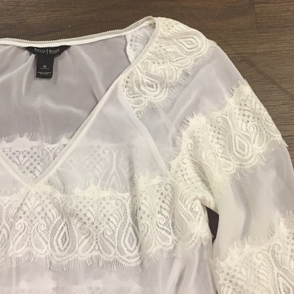 White House Black Market Tops - Sheer White Lace Tunic