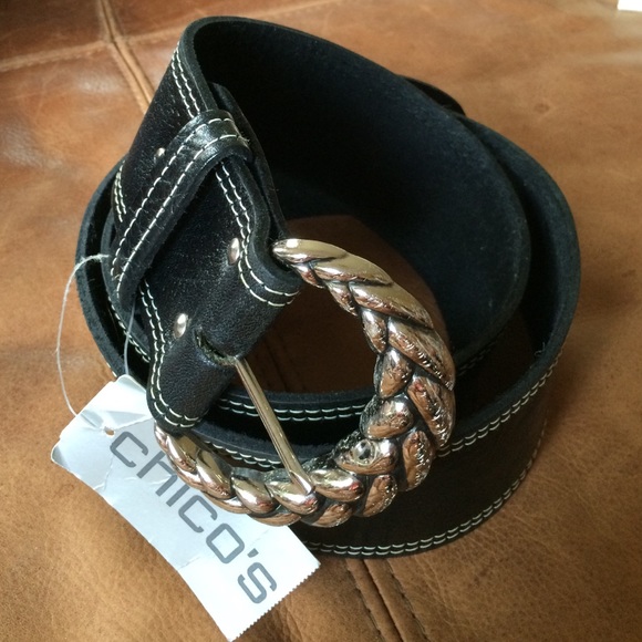 GENUINE BLACK LEATHER CHICO'S BELT NWT